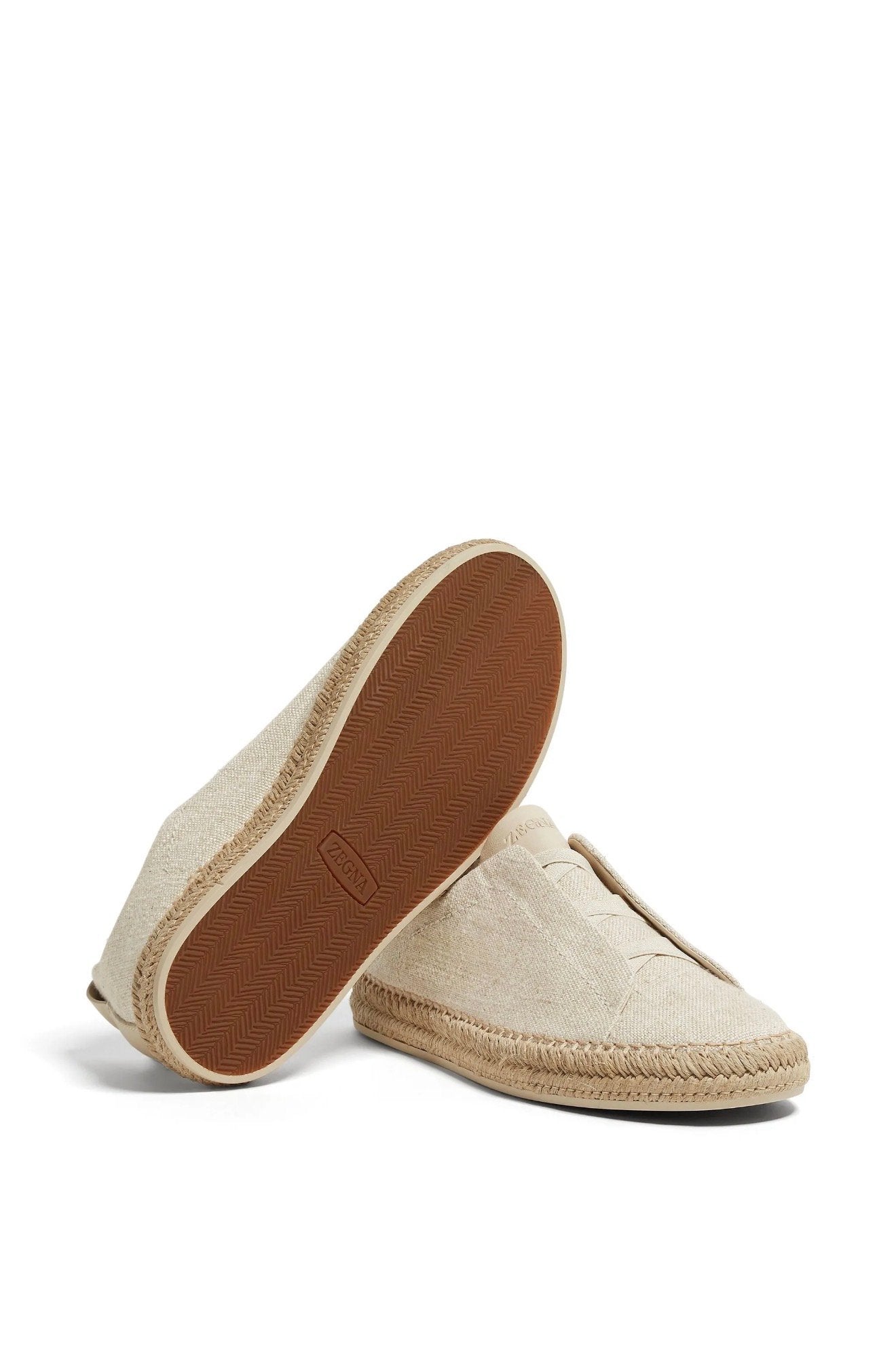 OFF WHITE LINEN AND LEATHER TRIPLE STITCH™ ESPADRILLES
