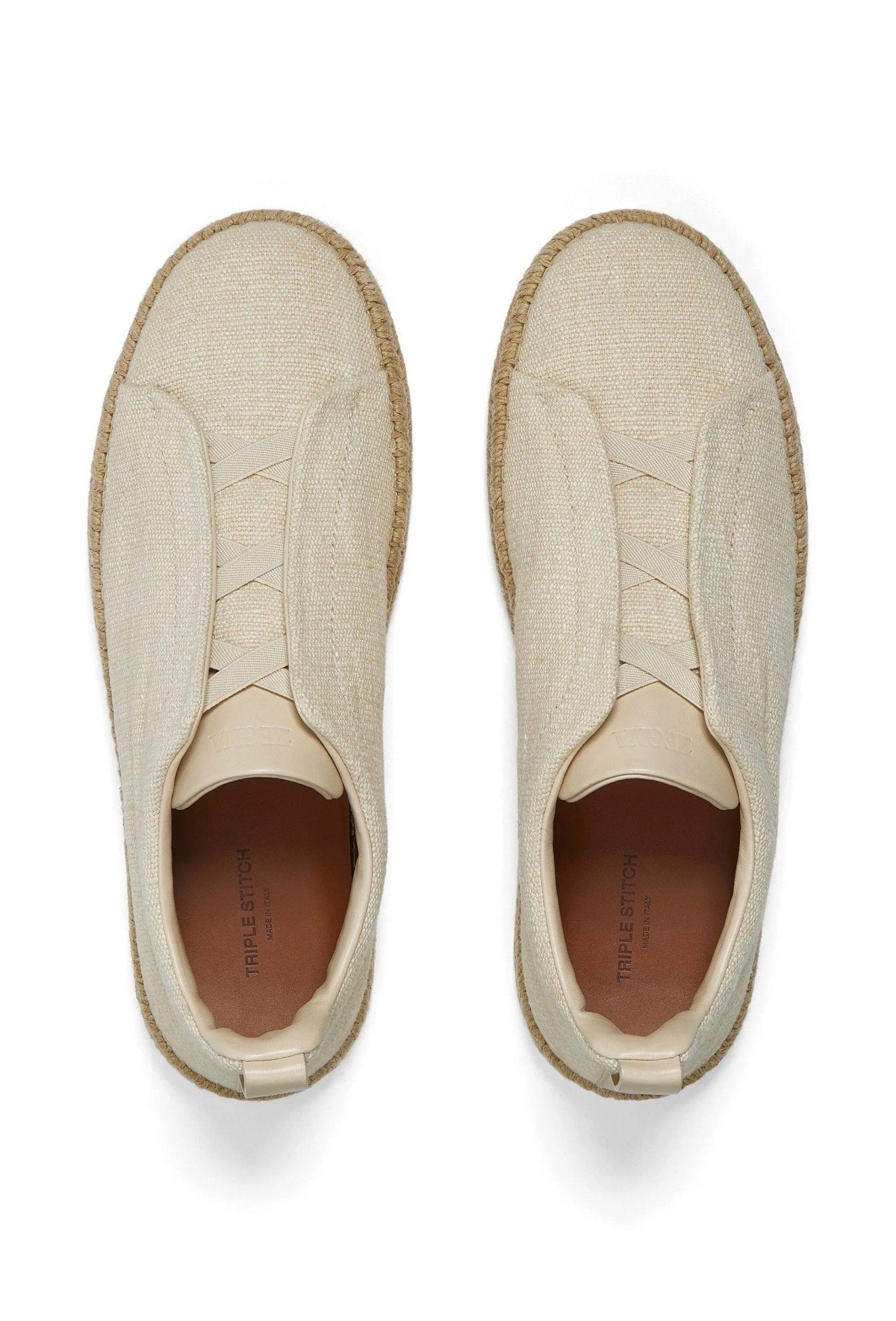 OFF WHITE LINEN AND LEATHER TRIPLE STITCH™ ESPADRILLES